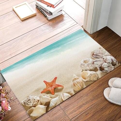 Ocean Beach Starfish Shell Floor Mats for Living Rooms Anti-slip Carpets Kitchen Bathroom Rugs Entrance Doormat