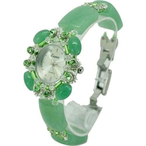 Novelty Fashion Girls Quartz Watch Women Female Natural Jade Bracelet Jewelry Watch Students Gifts