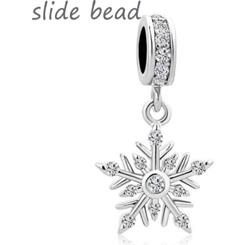 Fit Pandora charm bracelets Clear crystal beautiful snowflake charm beads for jewelry making DIY Womens fashion jewelry