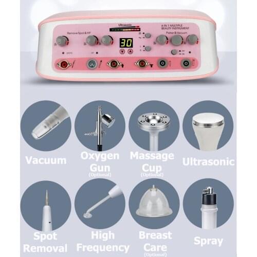 SK-M18 Factory Cheap Price Portable Multifunction Ultrasonic Vacuum Spray High Frequency Spot Remove Dermabrasion Beauty Machine