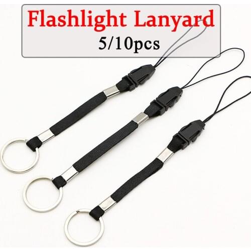5/10Pcs 18CM Flashlight Straps Lanyard Sling EDC Outdoor Tools Black Paracord Ajustable Anti Lost For Torch Camera Phone Kits