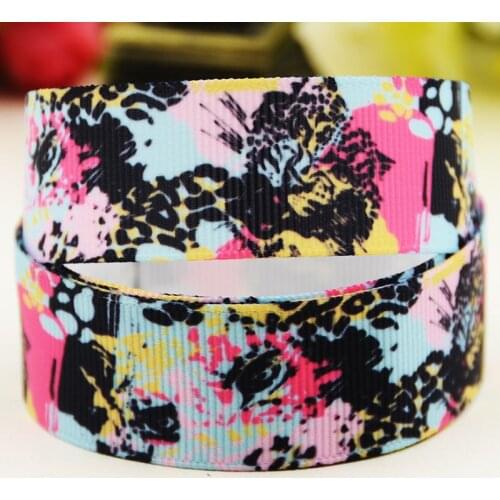 22mm 25mm 38mm 75mm Leopard print Cartoon pattern printed Grosgrain Ribbon party decoration 10 Yards X-04014