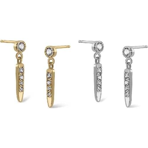 CRMYA Boho Gold Filled Silver Color Drop Stud Earrings For Women Small Round Cz Cubic Zirconia Piercing Earring Fashion Jewelry