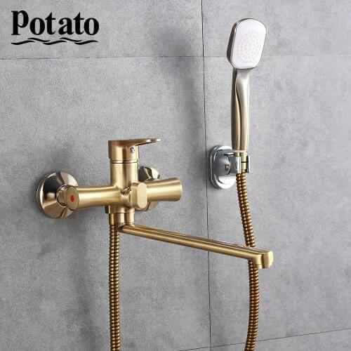 Potato Bathroom Faucets 1 Set Wall Mounted Outlet Pipe Waterfall Shower Faucet with Shower Head p22270-2