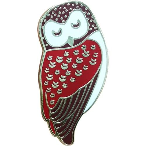 Sleepy barred owl hard enamel pin lovely elegant accessory