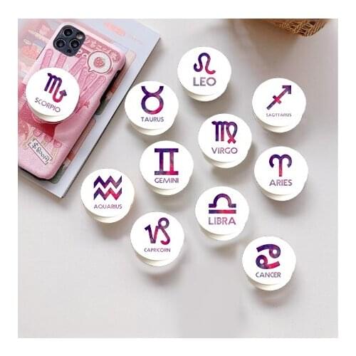 Custom made Zodiac Holder Universal Mobile white Phone Flower P0P SOCKETS Holder Flexible Phone Stand for all phone design