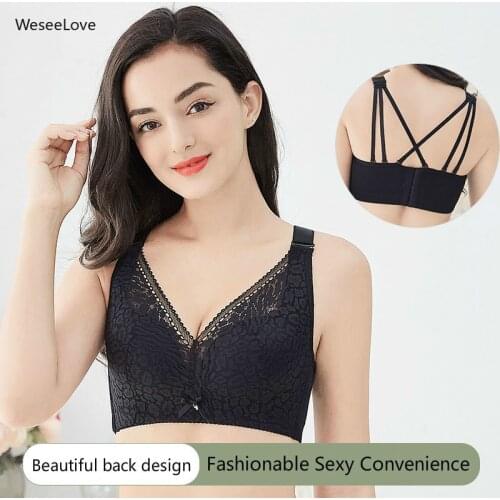 Weseelove Plus Size34-50 Sexy Push Up Bra Beautiful back design Brassiere Backless Bralette Breast Seamless Bras for Women