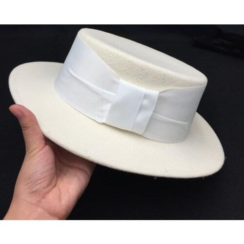 Web celebrity with white flat bowknot female hat fashion temperament sunshade socialite tool ins Fedoras