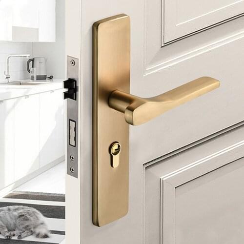 1 Set Aluminum Alloy Modern Style Door Lock Hotel Apartment Door Handle Lock Quiet Safety Anti-theft Hardware Locks cylinder