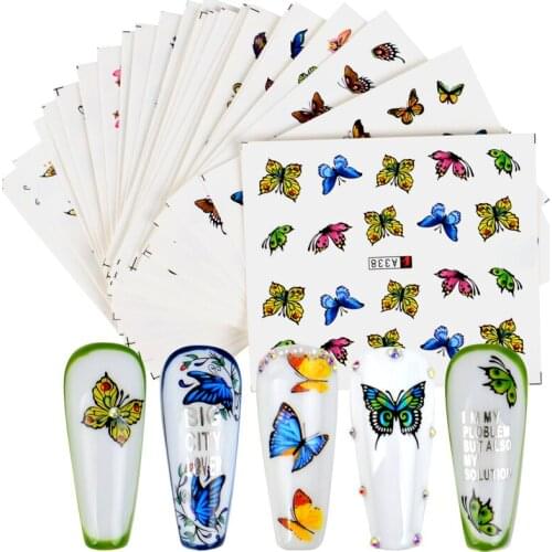 1 Set Butterfly Nail Water Transfer Nail Slider Flower Leaf Eye Leopard Designs Nail Art Stickers Decals Decorations Tips