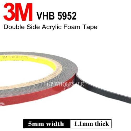 1 roll 5mmx3Mx1.1mm 3M 5952 VHB Double Sided Adhesive Black Foam Mounting Tape Decorative material trim Bond