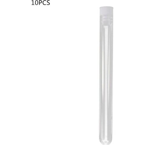 10Pcs Plastic Test Tubes Lab Test Tool With Screw Cap Transparent 15 * 150mm
