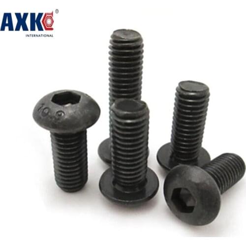 Vis Parafusos Axk 100pcs Grade 10.9 Iso7380 M2*3/4/5/6/8/10/12/14/16/18/20 2mm Button Head Hex Socket Screws Steel With Black