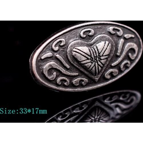 10X Antique Brass/Silver Punk Biker Love Heart Metal Fasteners Rivet Stud Spot Leathercraft Belt Oval Vintage Concho RivetBack