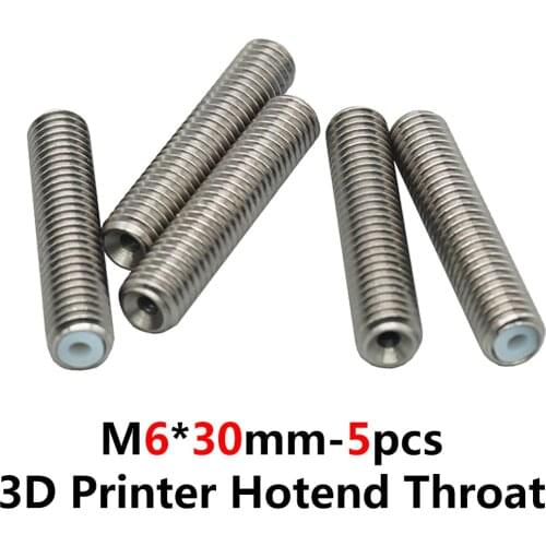 3D Printer Parts hot end M6X30 Stainless steel throat inner PTFE tube core for MK8 extruder nozzle throat