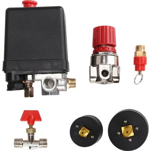 95-125PSI 20A Pressure Switch Valve Manifold Regulator Gauges for Air Compressor Adjustable Air Compressor