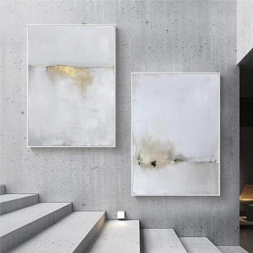 Abstract Gold and White Canvas Painting Modern Home Living Canvas Prints Wall Art Posters and Prints Art Room Decor Cuadros