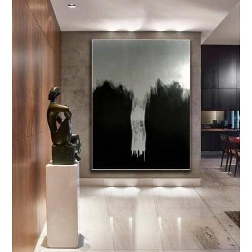 Large Silver Painting On Canvas Minimalist Art Painting Black Painting Wall Painting Oil Painting Large Oversize Painting Art