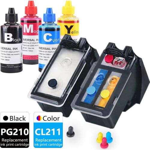 PG210CL211 Pixma MP240 MP250 MP260 MP270 MP280 MP480 MP490 495 Printer Ink Cartridge Replacement for Canon Inkjet PG210 CL211 XL