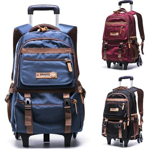 Grades 4-9 Kids Trolley Schoolbag Book Bags boys girls Backpack waterproof Removable Children School Bags With 2/6 Wheels Stairs