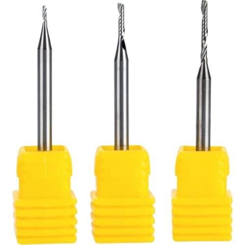 HUHAO 1PC 3.175mm Single Flute Spiral router bits CNC end mill For MDF Tungsten Carbide Milling Cutter tugster steel cnc tools