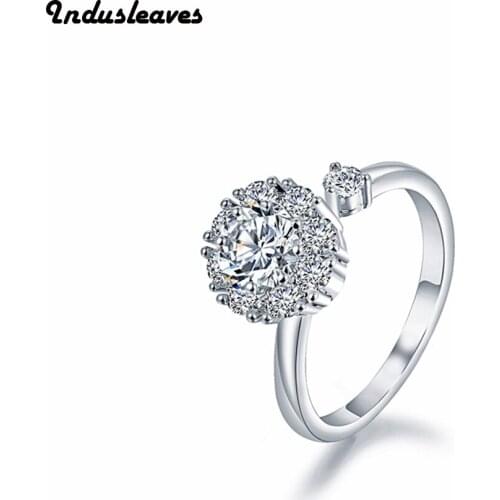 Indusleaves Fashion Jewelry New Ring for Women Female Rotatable Round Zirconia Rings Party Gift