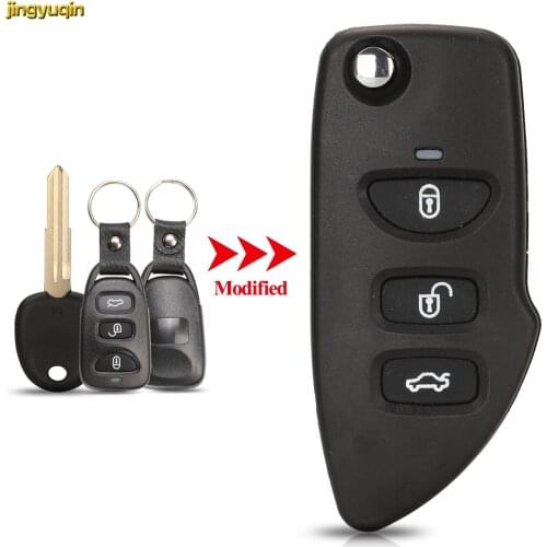 Jingyuqin 10pcs Remote Car Key Fob Shell For Hyundai Santa Fe Sonata Kia Sorento 2002-2009 3 BTN Right Blade with Battery Holder