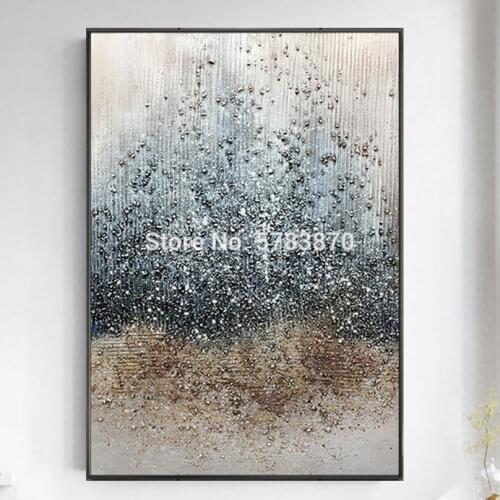 Handmade GRAY oil painting Abstract Rain water art painting Hand-painted landscape Canvas picture Wall Art for living room