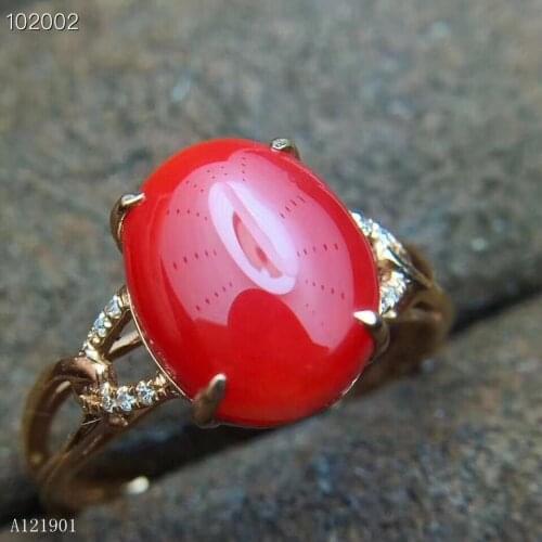 KJJEAXCMY boutique jewelryar 925 Silver-inlaid Natural Red Coral Lady Ring Support Detection
