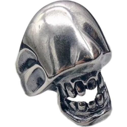 S925 Sterling Silver Skull Ring features exaggerated personality unique old man do Thai silver jewelry ring