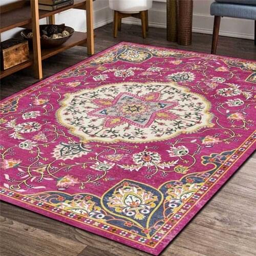 European-Style Flower Rug American-Style Foliage Flower Purple Carpet Living Room Bedroom Bedside Carpet Floor Mat