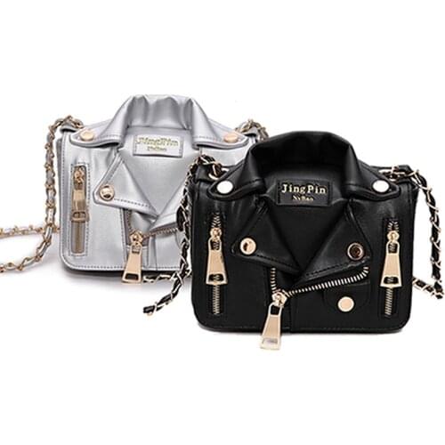 Jacket Shaped Chain Bag Women Luxury Brand Purse Steampunk Rivets Shoulder Bags Totes Silver Black Chains Handbags Party Satchel