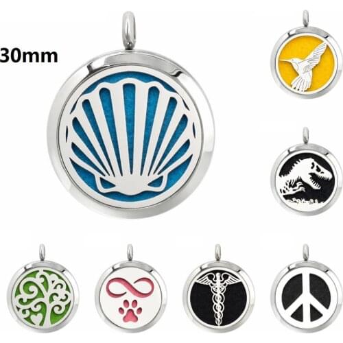 Trendy Magnetic/Twist 30mm Aromatherapy Perfume Locket with crystals 316L Stainless Steel Diffuser Pendant send 10p Pads