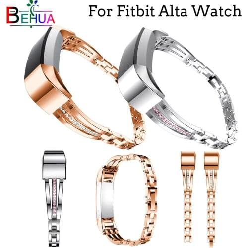 Fashion casual strap Replacement For Fitbit Alta Stainless Stee Wristband watchband For Fitbit Alta HR Diamond steel strap band