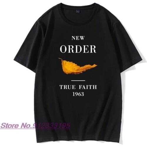 Men Tops Vintage Cotton New Order True Faith Fitted Tee Shirts Male Tshirt Guys T-shirt