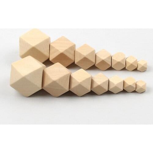 Unfinished Geometric Lead-free Natural Wooden Beads For Jewelry Making Diy Kids Teething Crafts Home Decoration 10-30MM