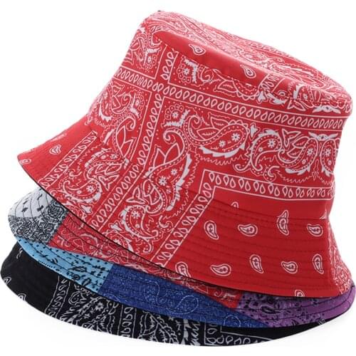New Unisex Pattern Cotton Bucket Hat Men Women Cotton Double-Sided Sun Cap Summer Panama Fashion Fold Sun Fishing Fisherman Hats