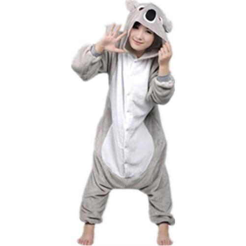 2017 New Unisex Adult Soft Koala Bear Pajamas Animal Cosplay Costume Onesie Sleepsuit Sleepwear Cute Grey Blue Koala Hot Sale