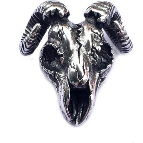 Charming Sterling Silver Mens Domineering Ram Skull luck Pendant