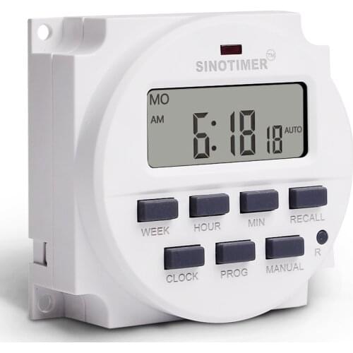 SINOTIMER Brand Digital Weekly Timer 7 Days Programmable Time Switch Relay 220V 230V 240V AC TM618