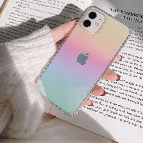 Luxury Aurora Transparent Phone Case For iphone 12 mini 11 Pro max 7 8 plus X XR XS Max SE 2020 Fashion Laser Rainbow Soft Cover