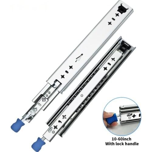 Haccer Lock 53mm Wide Load 120Kg Guide Full Extension Ball Bearing Industrial Heavy Duty Drawer Slides
