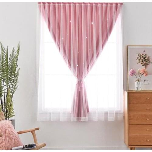 Punch Free Blackout Curtains Velcro Blind Drapes Hollow Out Tulle Living Room Bedroom Window Shade Treatment Home Decoration