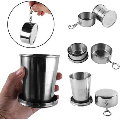 Collapsible Cup Stainless Steel Folding Cup Outdoor Travel Mug Camping Retractable Cup Sport Water Bottle Backpacking Tableware