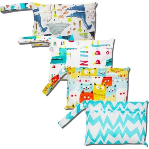 Baby Diaper Bag Printed Waterproof Wet Dry Nappy Zipper Handbag Stroller Carry Pack Travel Outdoor Storage Bag Stroller parts