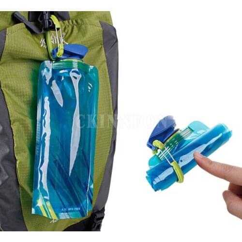 200Pcs/Lot Foldable Drinking Water Bottle Bag Pouch Outdoor Hiking Camping PE Water Bag Soft Flask For Cycling Water Bags