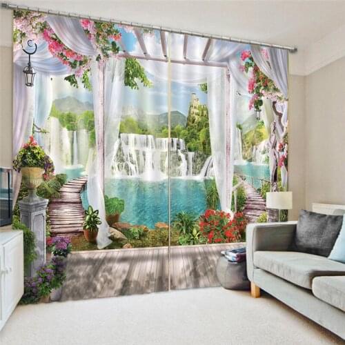 3D Digital Seascape Printed Lightproof Curtain Modern Door Curtain Window Room Divider Curtain Valance Home Decoration Dropship