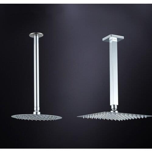 Square Arm Stainless Steel Top Sprayer Extension Tube Wall Mount shower Round extension Pipe Bathroom Ceiling Rain Shower Head