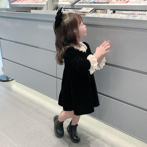 2020 Baby Girl Kids velvet lace Dress Cotton Princess Birthday Party Dresses Children Vestido Clothes