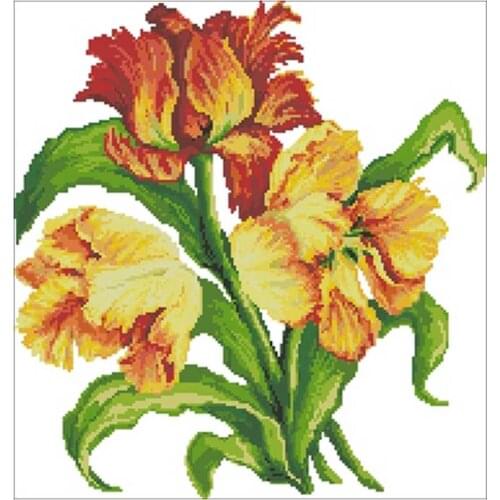 Tulips blooming in spring Counted Cross Stitch 11CT 14CT 18CT DIY Cross Stitch Kits Embroidery Needlework Sets home decor